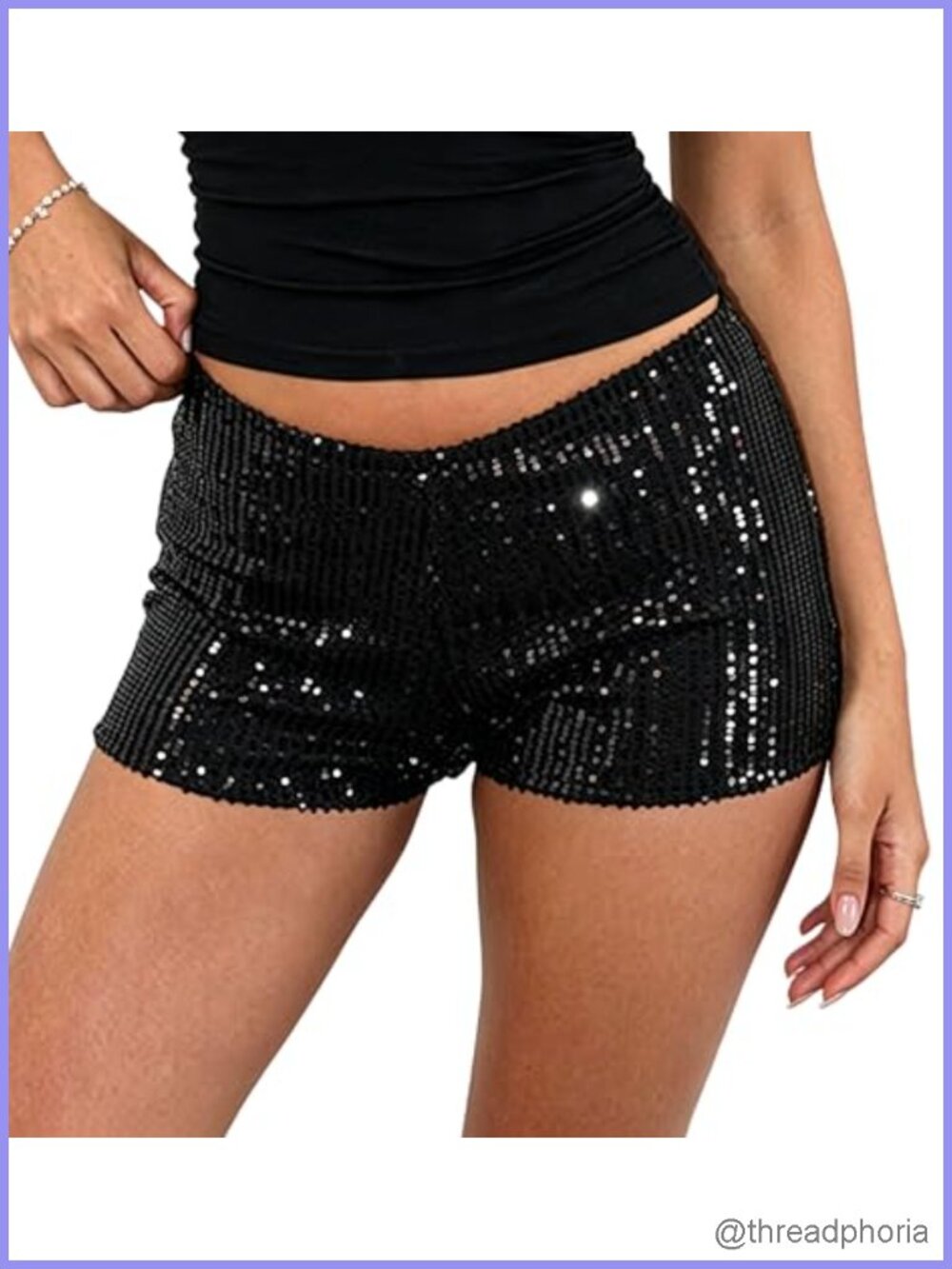 Sequin Micro Shorts Low Waist Sparkly Y2K Mini Hot Pants Clubwear